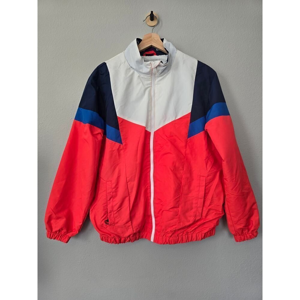 Perry Ellis Portfolio Colorblock Windbreaker Men's M Red White Navy Retro